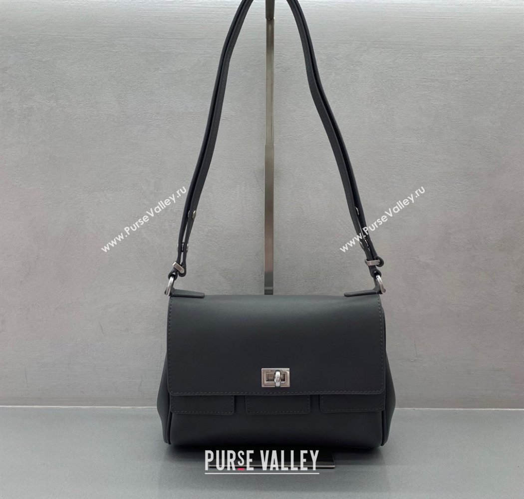 Balenciaga Bel Air Flap Bag XS in smooth calfskin Grey/Aged Silver 2025 0926 (JM-250926067)