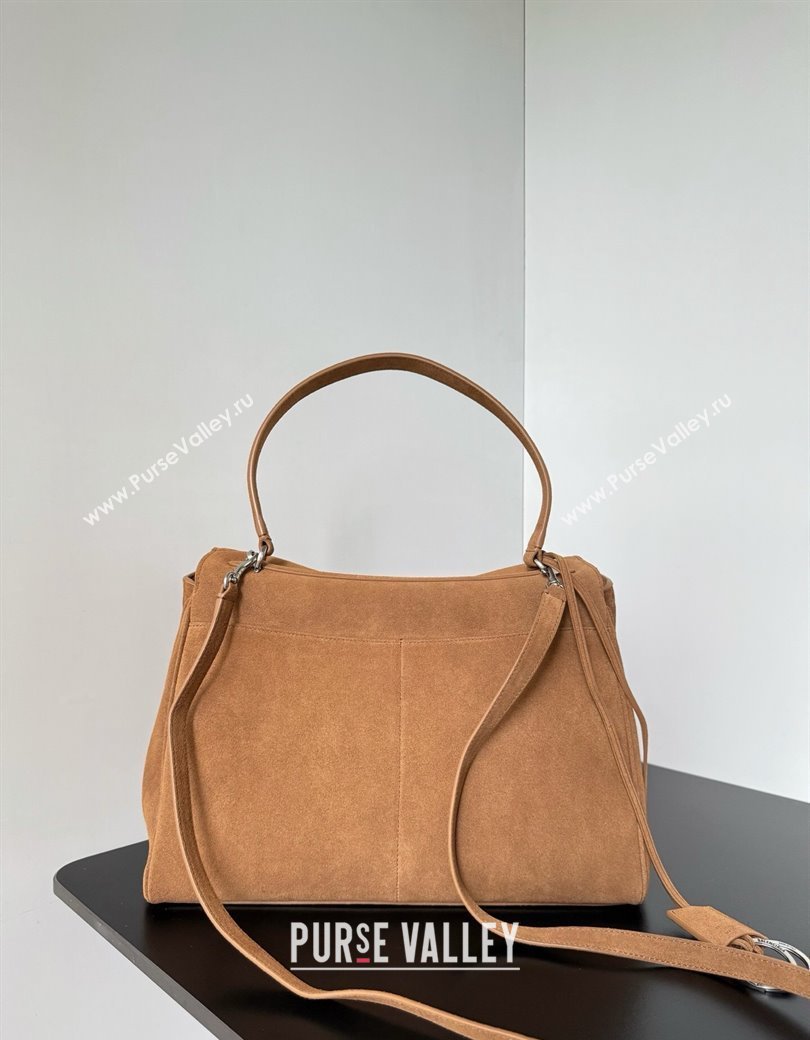 Balenciaga Rodeo Medium Handbag in light brown suede, aged-silver hardware 2025 78972 (JM-250926095)