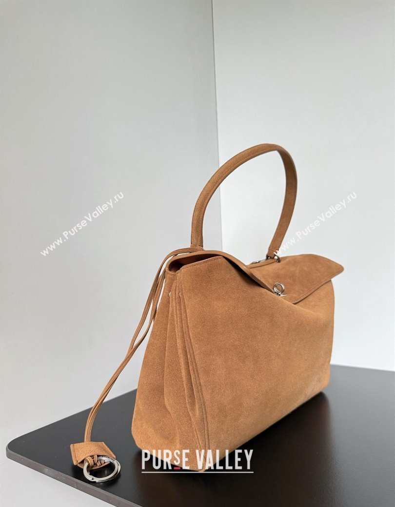 Balenciaga Rodeo Medium Handbag in light brown suede, aged-silver hardware 2025 78972 (JM-250926095)