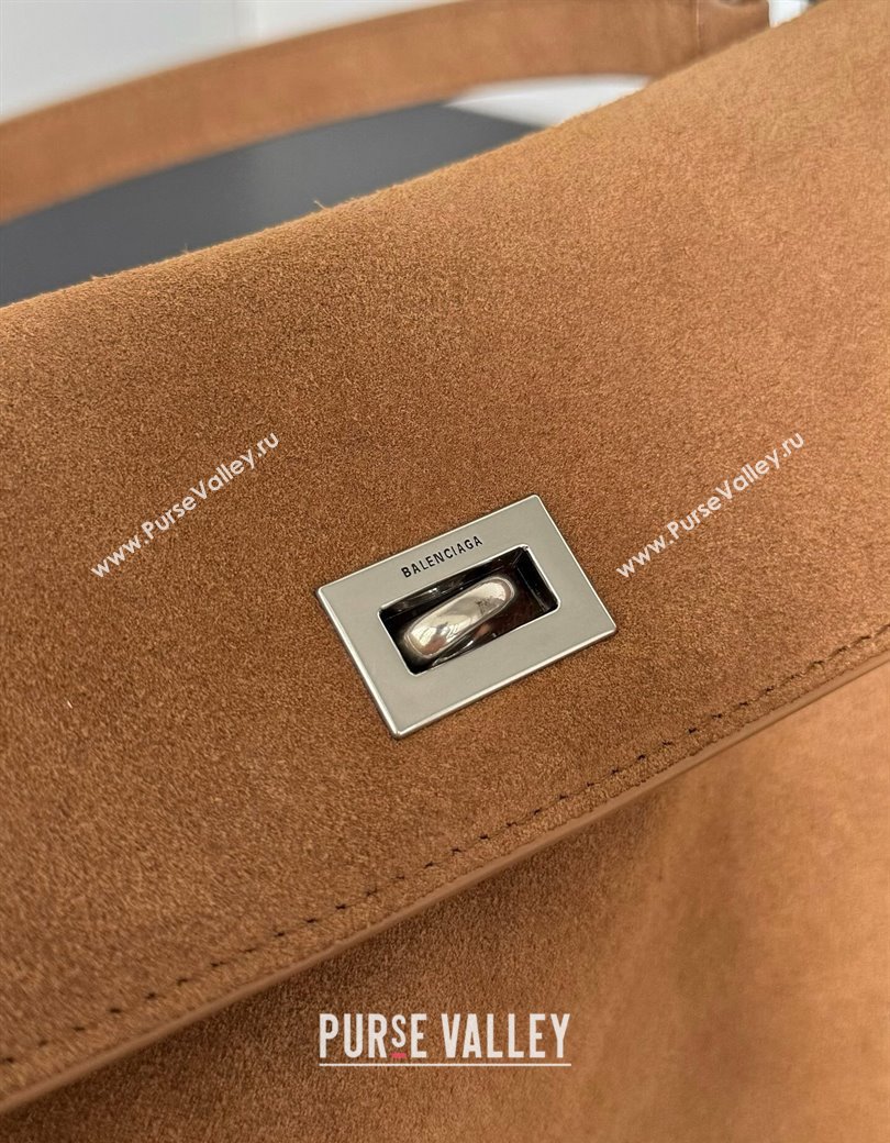 Balenciaga Rodeo Medium Handbag in light brown suede, aged-silver hardware 2025 78972 (JM-250926095)