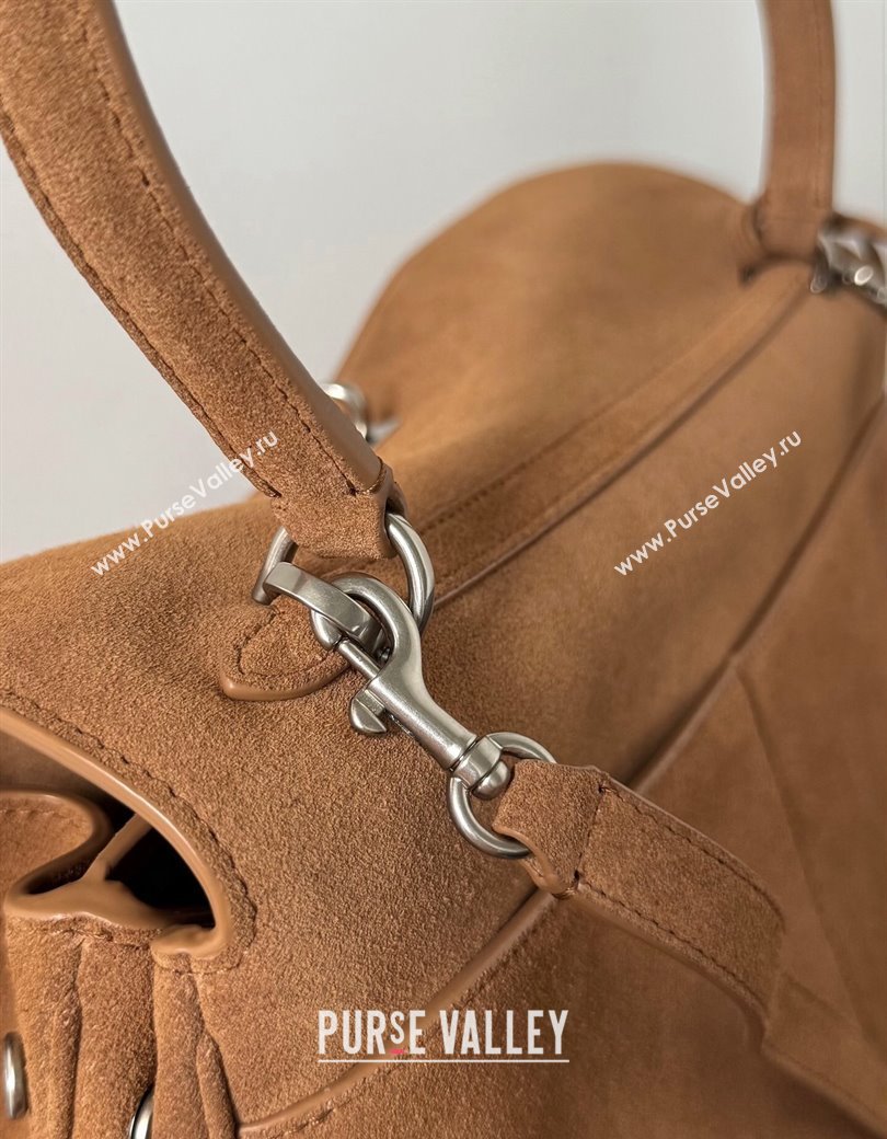 Balenciaga Rodeo Medium Handbag in light brown suede, aged-silver hardware 2025 78972 (JM-250926095)