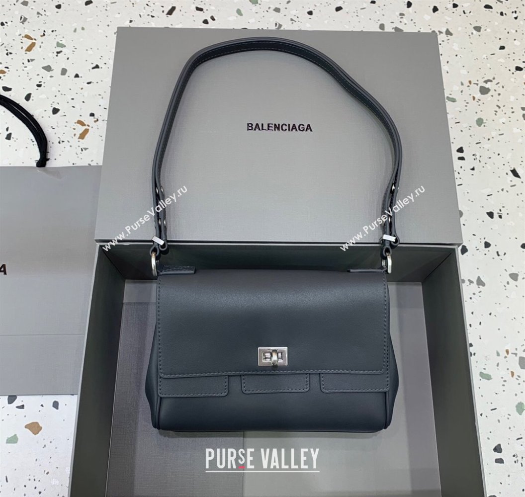 Balenciaga Bel Air Flap Bag XS in smooth calfskin Grey/Aged Silver 2025 0926 (JM-250926067)
