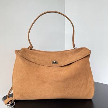 Balenciaga Rodeo Large Handbag in light brown suede, aged-silver hardware 2025 78972 (JM-250926096)