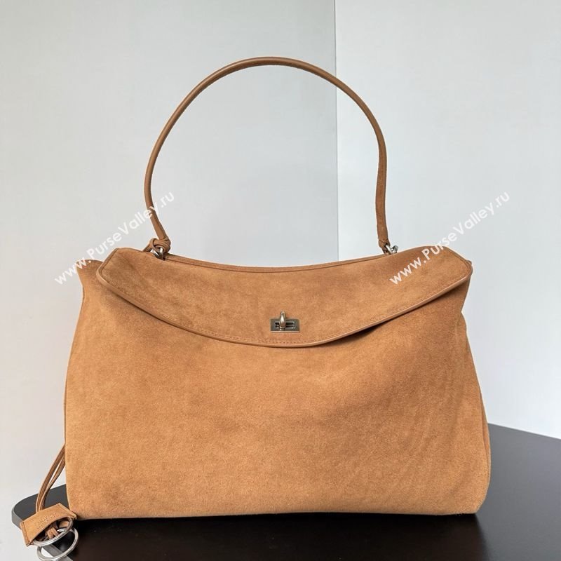 Balenciaga Rodeo Large Handbag in light brown suede, aged-silver hardware 2025 78972 (JM-250926096)