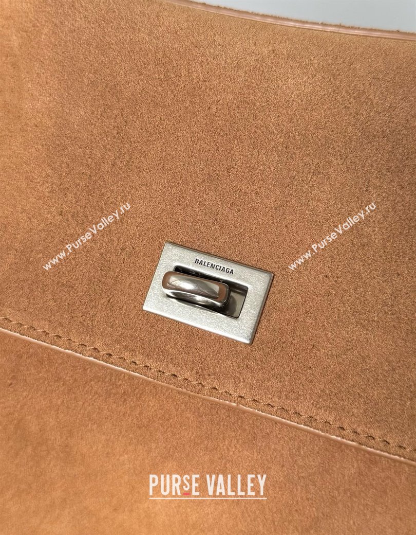Balenciaga Rodeo Large Handbag in light brown suede, aged-silver hardware 2025 78972 (JM-250926096)