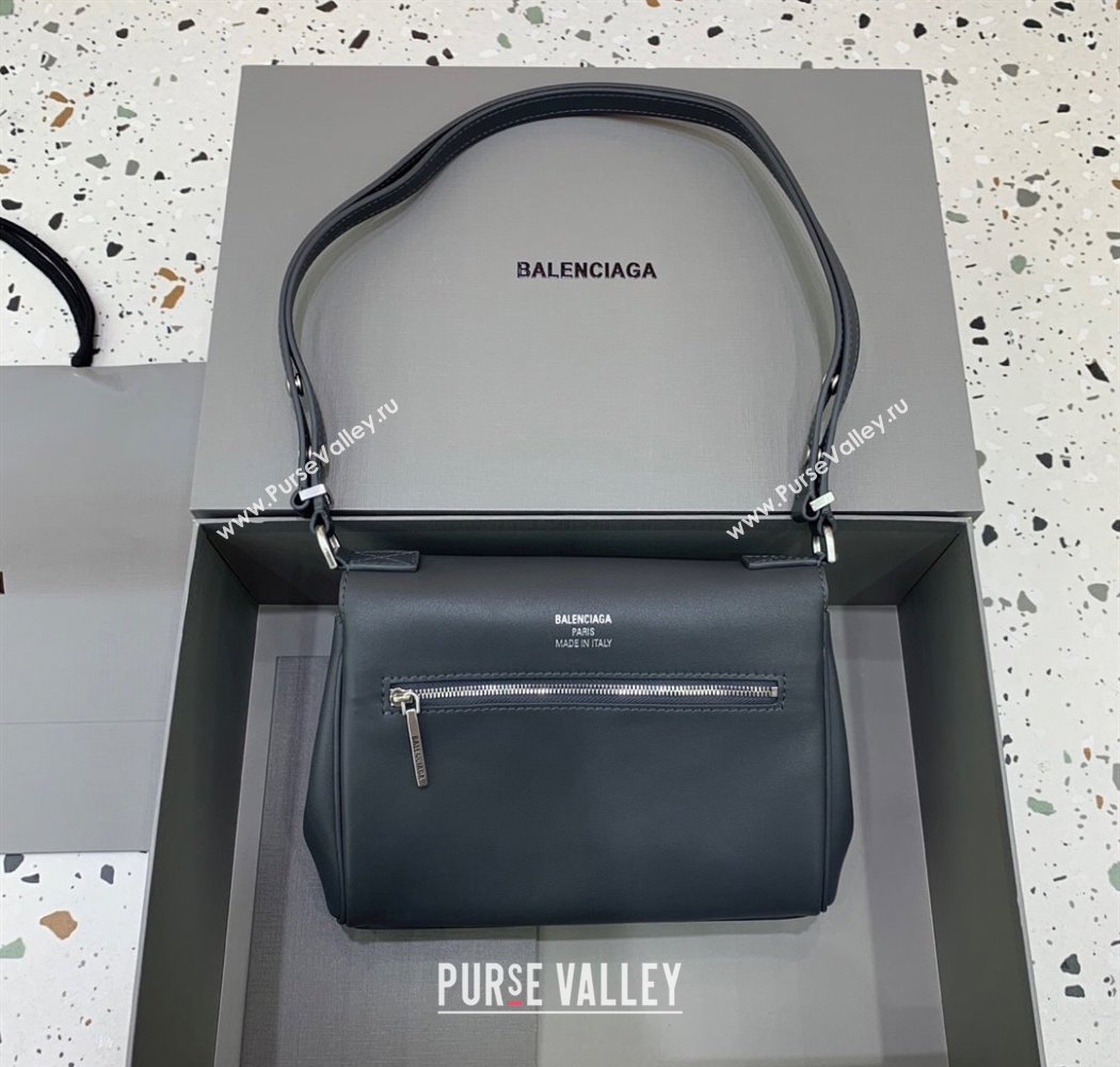Balenciaga Bel Air Flap Bag XS in smooth calfskin Grey/Aged Silver 2025 0926 (JM-250926067)