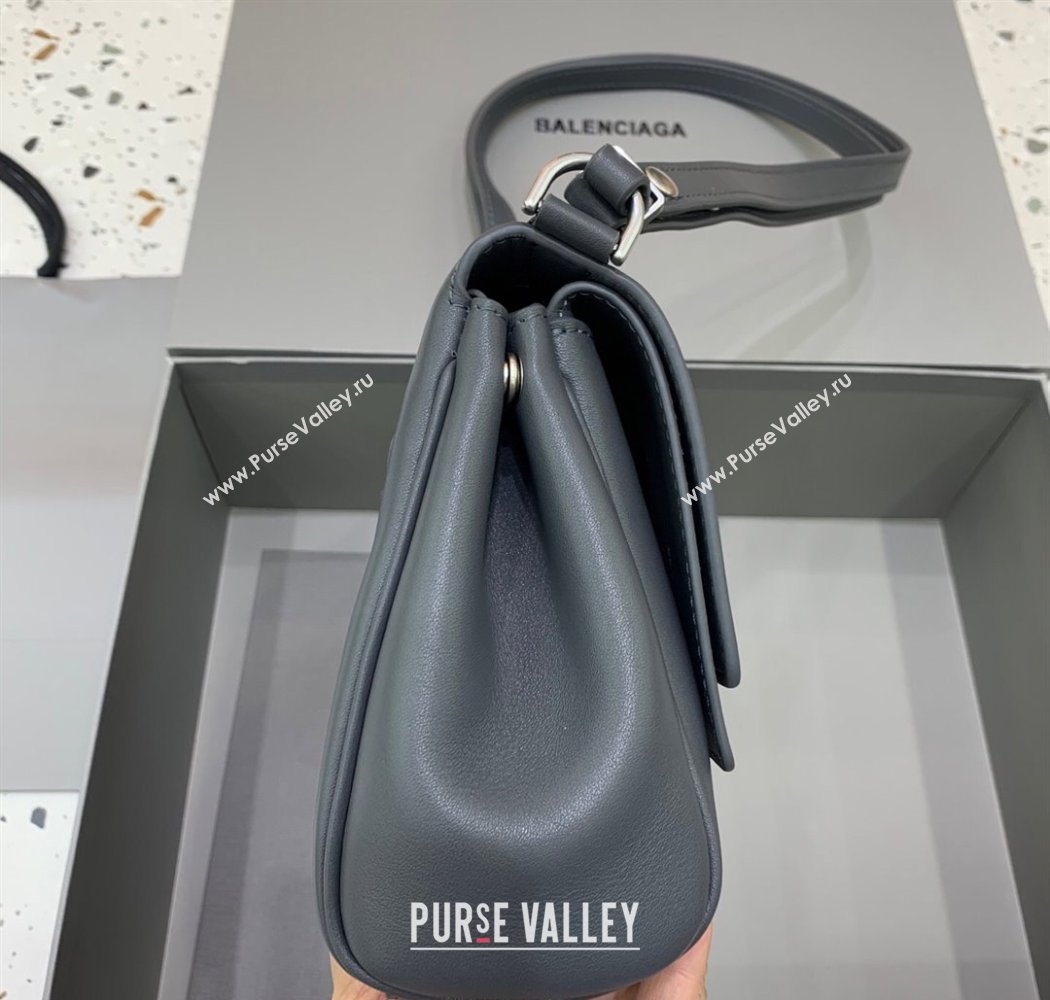 Balenciaga Bel Air Flap Bag XS in smooth calfskin Grey/Aged Silver 2025 0926 (JM-250926067)