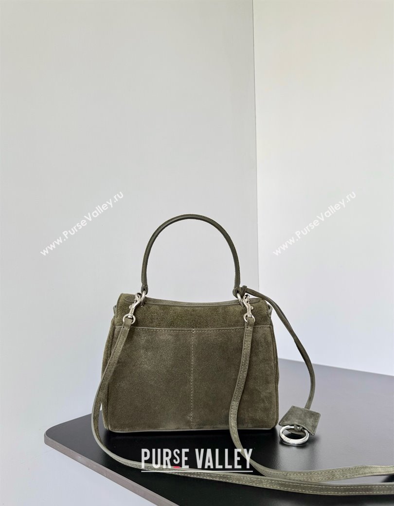 Balenciaga Rodeo Mini Handbag in green suede, aged-silver hardware 2025 78972 (JM-250926097)
