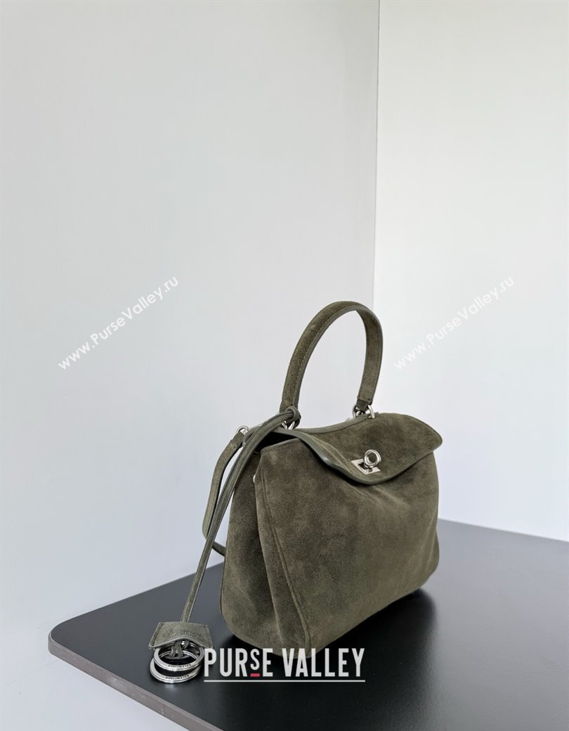 Balenciaga Rodeo Mini Handbag in green suede, aged-silver hardware 2025 78972 (JM-250926097)