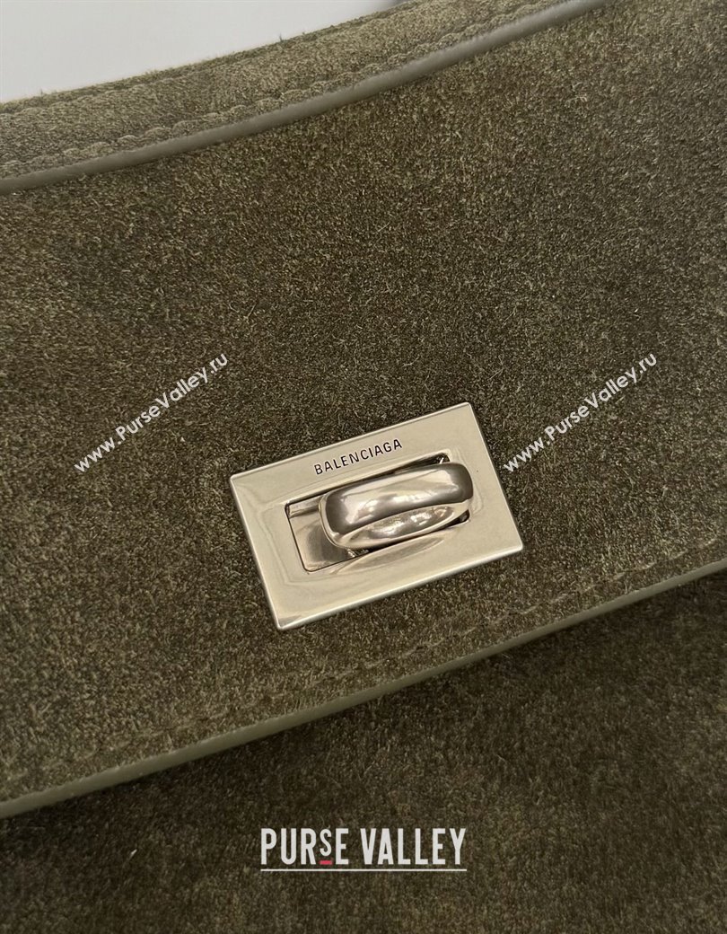 Balenciaga Rodeo Mini Handbag in green suede, aged-silver hardware 2025 78972 (JM-250926097)