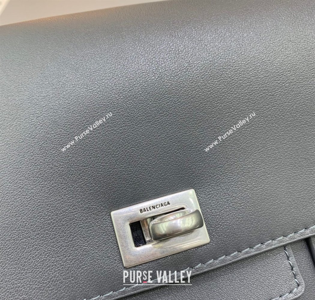 Balenciaga Bel Air Flap Bag XS in smooth calfskin Grey/Aged Silver 2025 0926 (JM-250926067)