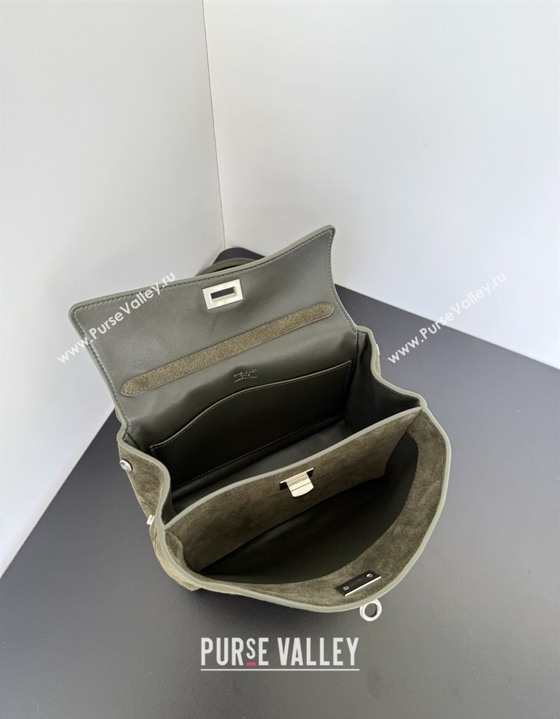 Balenciaga Rodeo Mini Handbag in green suede, aged-silver hardware 2025 78972 (JM-250926097)