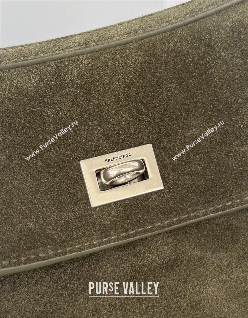 Balenciaga Rodeo Small Handbag in green suede, aged-silver hardware 2025 78972 (JM-250926098)