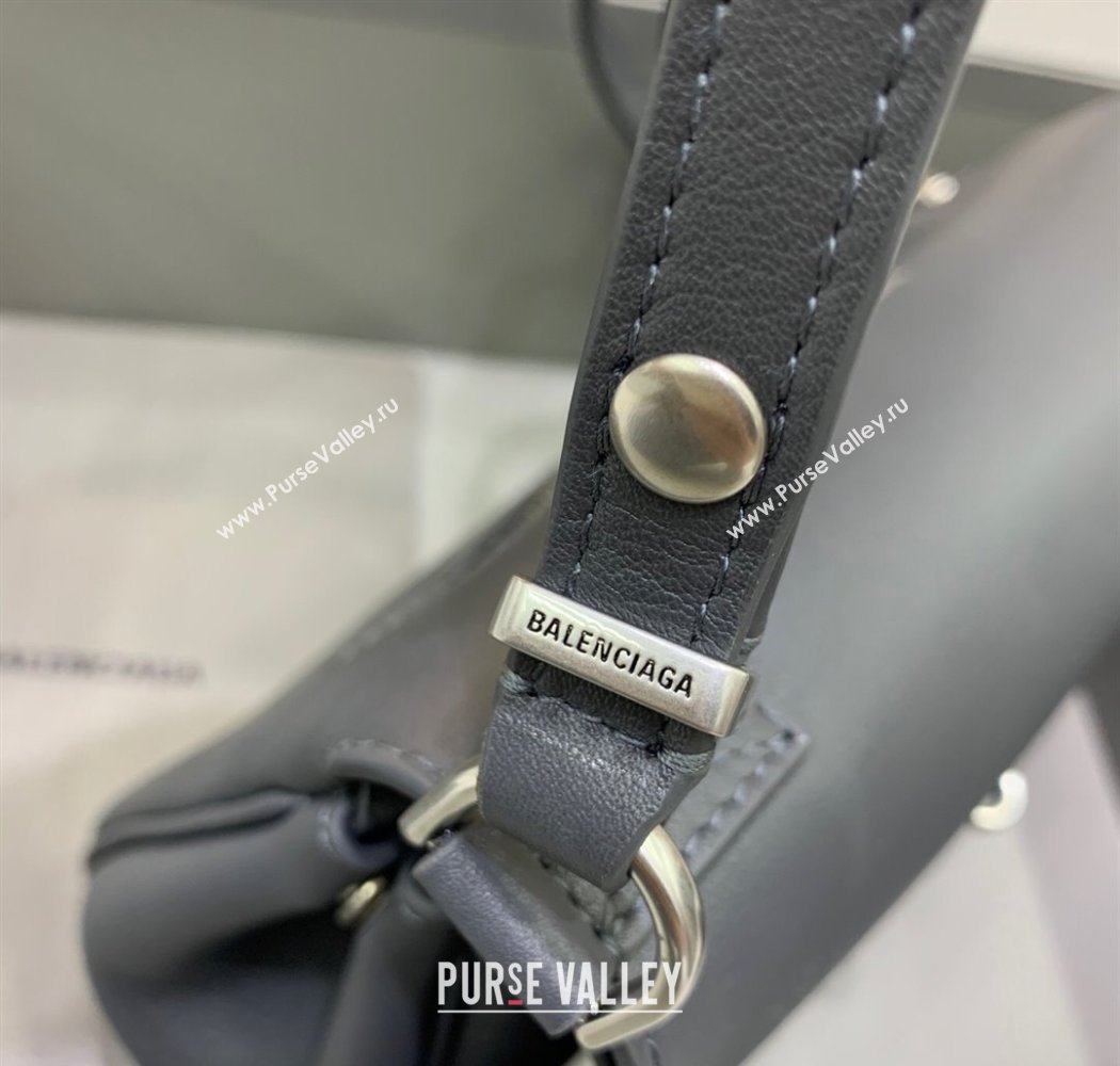 Balenciaga Bel Air Flap Bag XS in smooth calfskin Grey/Aged Silver 2025 0926 (JM-250926067)