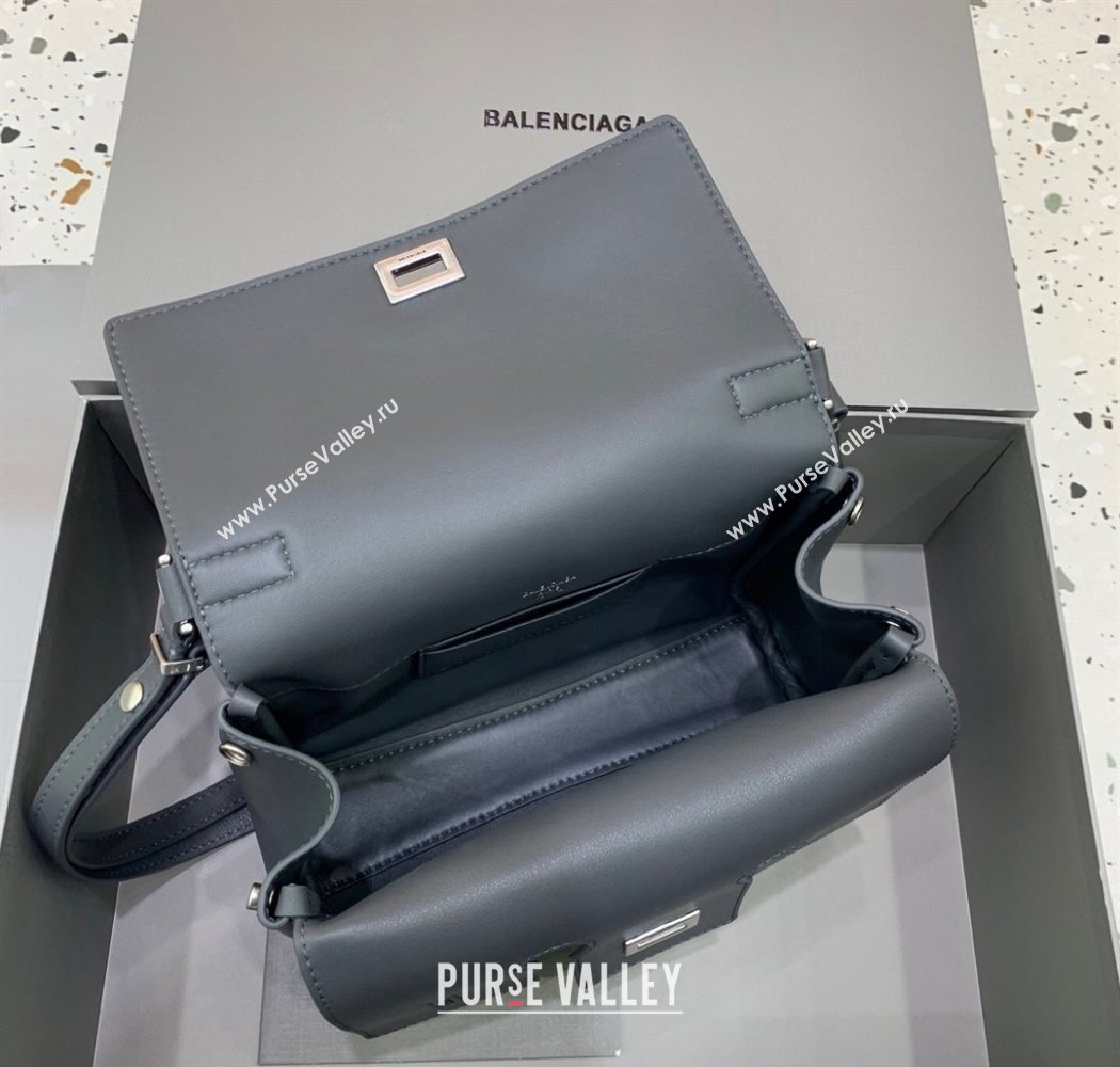 Balenciaga Bel Air Flap Bag XS in smooth calfskin Grey/Aged Silver 2025 0926 (JM-250926067)