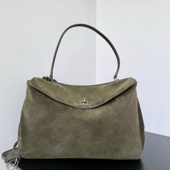 Balenciaga Rodeo Large Handbag in green suede, aged-silver hardware 2025 78972 (JM-250926100)