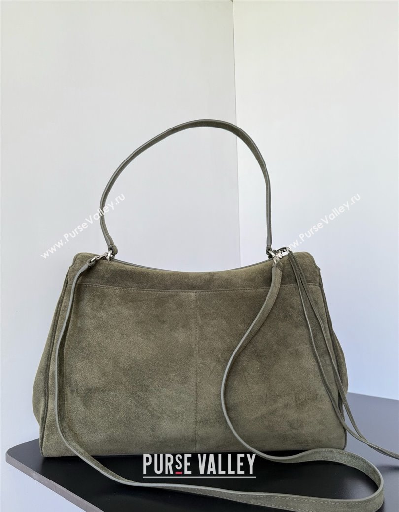 Balenciaga Rodeo Large Handbag in green suede, aged-silver hardware 2025 78972 (JM-250926100)