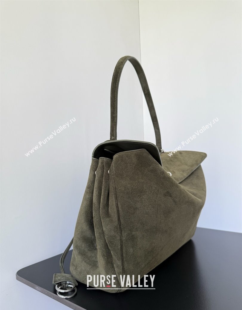 Balenciaga Rodeo Large Handbag in green suede, aged-silver hardware 2025 78972 (JM-250926100)