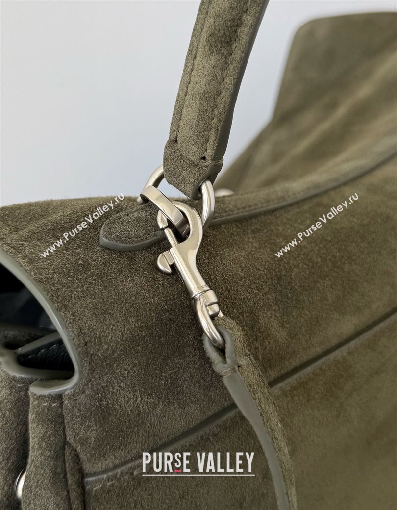 Balenciaga Rodeo Large Handbag in green suede, aged-silver hardware 2025 78972 (JM-250926100)