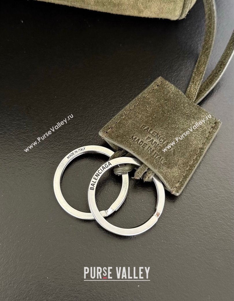 Balenciaga Rodeo Large Handbag in green suede, aged-silver hardware 2025 78972 (JM-250926100)