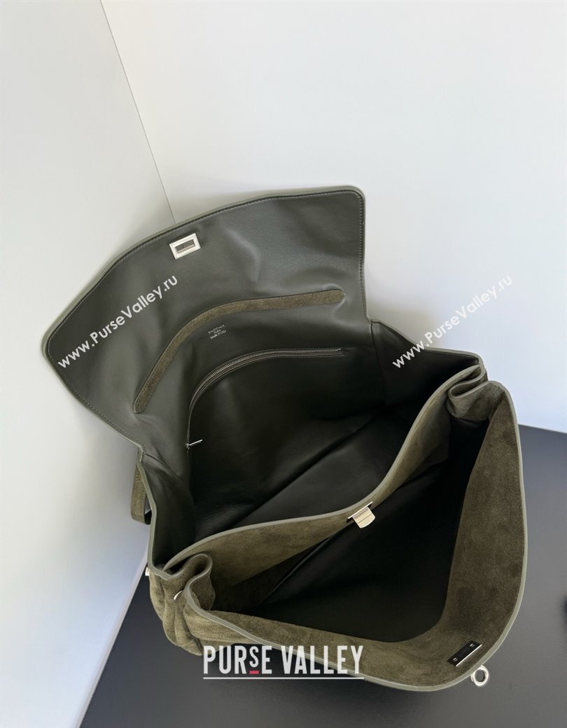 Balenciaga Rodeo Large Handbag in green suede, aged-silver hardware 2025 78972 (JM-250926100)