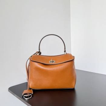 Balenciaga Rodeo Mini Handbag in brown yellow smooth calfskin, aged-silver hardware 2025 78972 (JM-250926101)