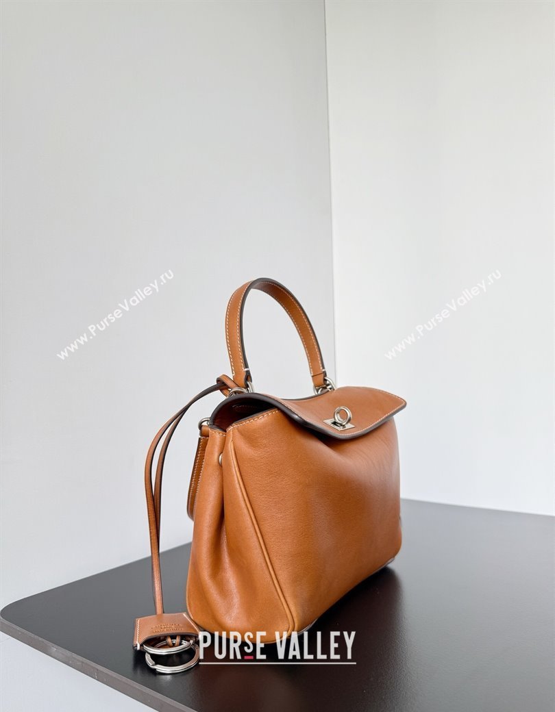 Balenciaga Rodeo Mini Handbag in brown yellow smooth calfskin, aged-silver hardware 2025 78972 (JM-250926101)