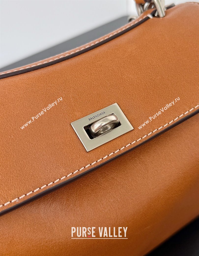 Balenciaga Rodeo Mini Handbag in brown yellow smooth calfskin, aged-silver hardware 2025 78972 (JM-250926101)