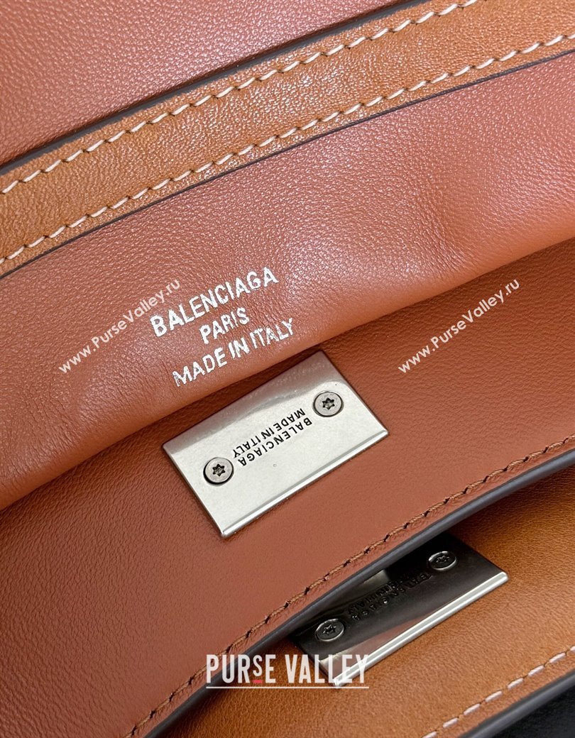 Balenciaga Rodeo Mini Handbag in brown yellow smooth calfskin, aged-silver hardware 2025 78972 (JM-250926101)