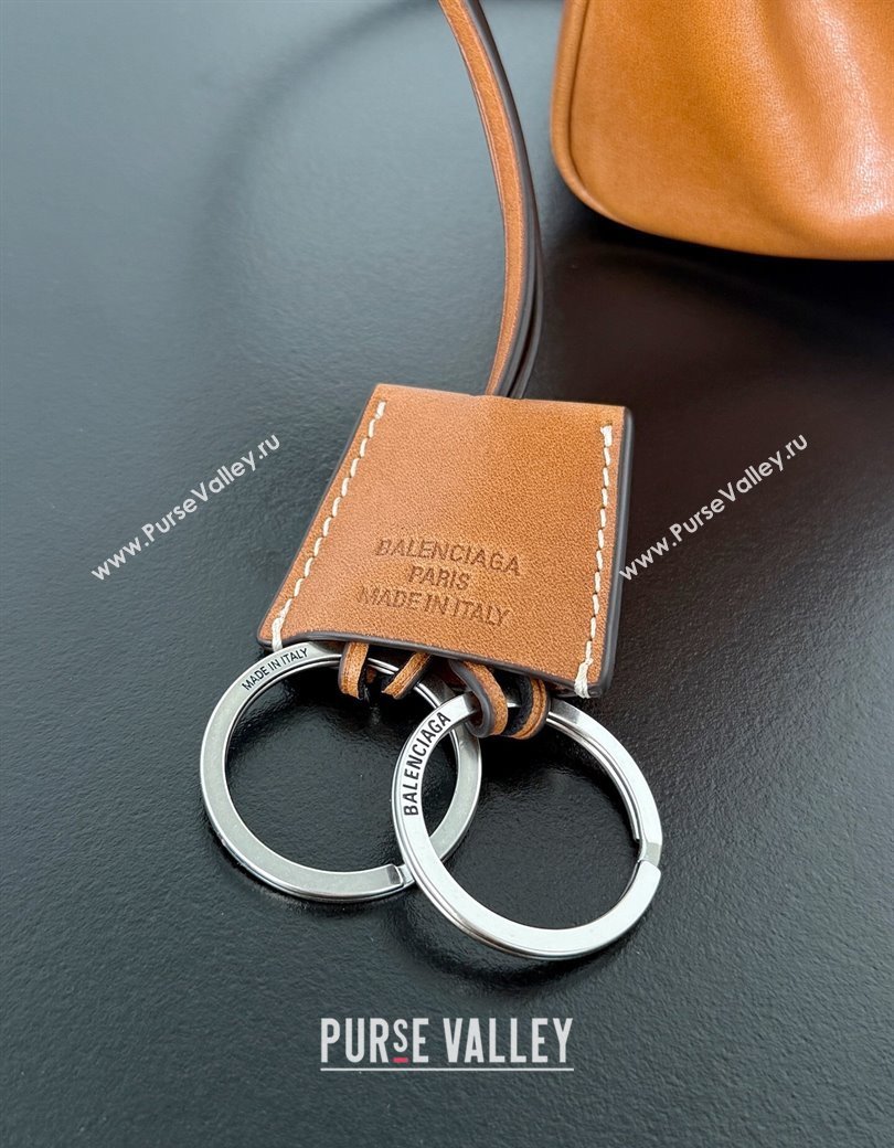 Balenciaga Rodeo Mini Handbag in brown yellow smooth calfskin, aged-silver hardware 2025 78972 (JM-250926101)