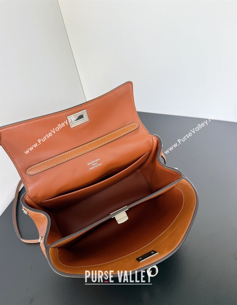 Balenciaga Rodeo Mini Handbag in brown yellow smooth calfskin, aged-silver hardware 2025 78972 (JM-250926101)