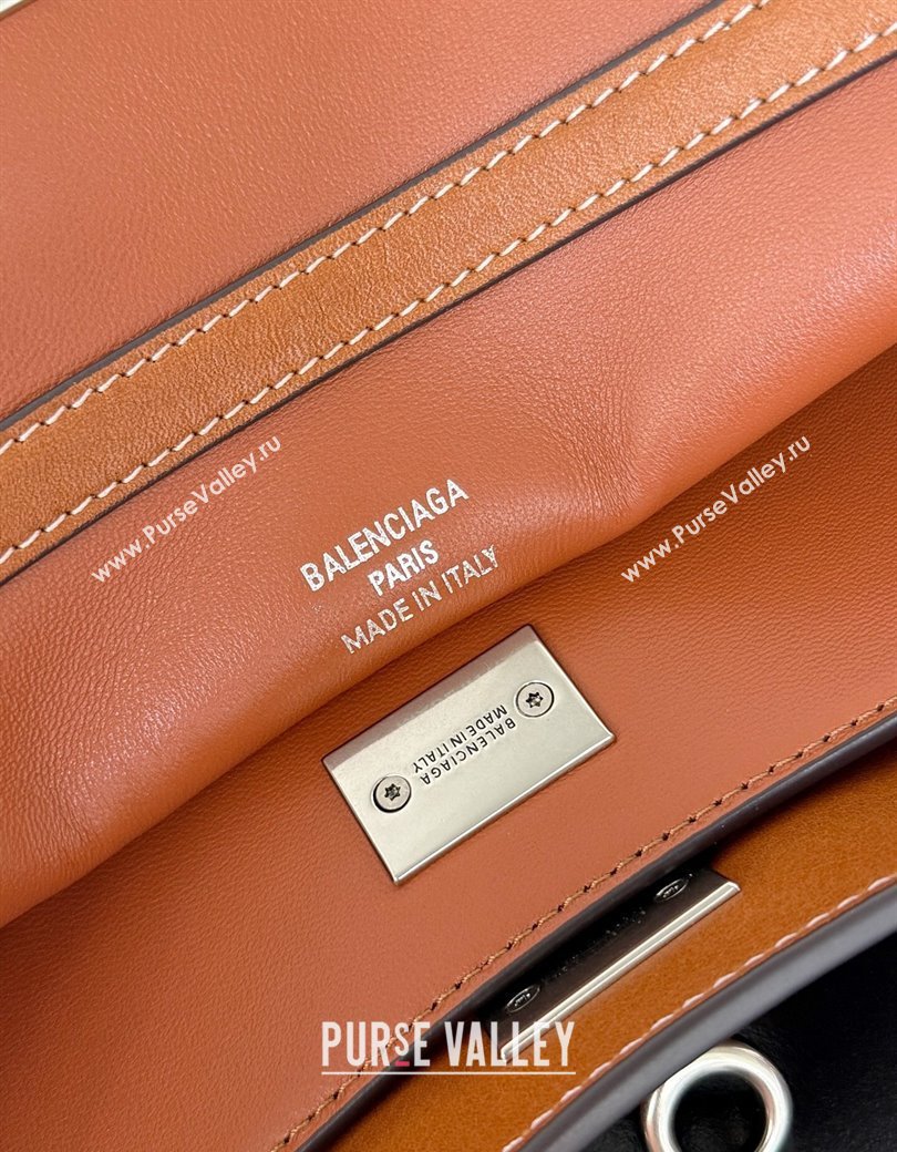 Balenciaga Rodeo Small Handbag in brown yellow smooth calfskin, aged-silver hardware 2025 78972 (JM-250926102)