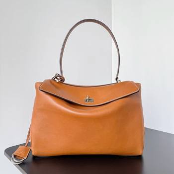 Balenciaga Rodeo Medium Handbag in brown yellow smooth calfskin, aged-silver hardware 2025 78972 (JM-250926103)