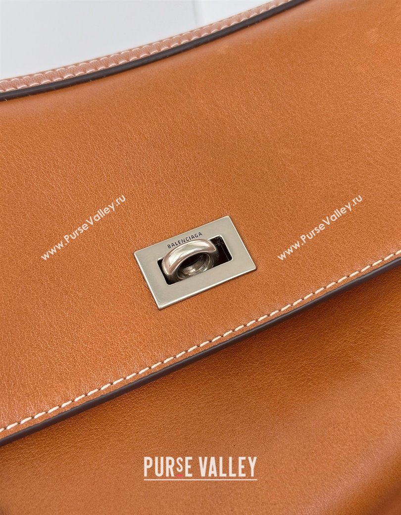 Balenciaga Rodeo Medium Handbag in brown yellow smooth calfskin, aged-silver hardware 2025 78972 (JM-250926103)