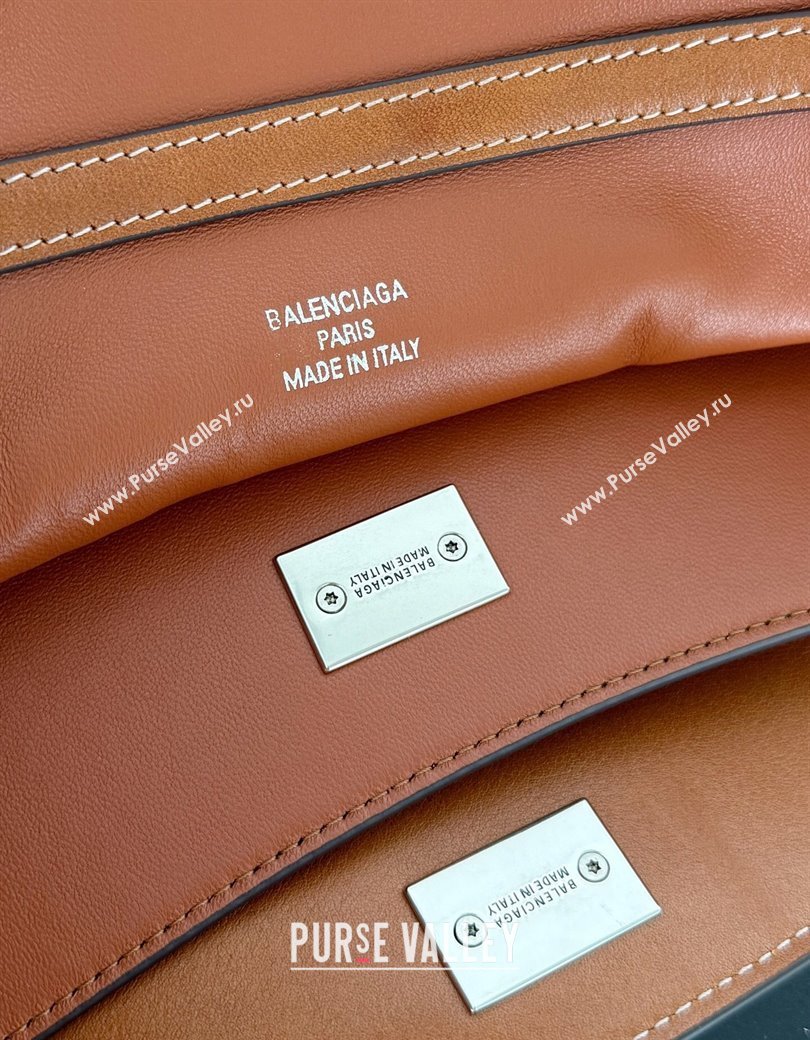 Balenciaga Rodeo Medium Handbag in brown yellow smooth calfskin, aged-silver hardware 2025 78972 (JM-250926103)