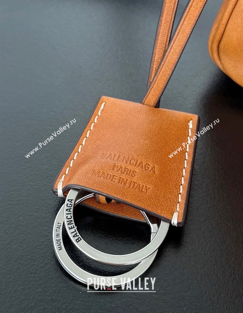 Balenciaga Rodeo Medium Handbag in brown yellow smooth calfskin, aged-silver hardware 2025 78972 (JM-250926103)