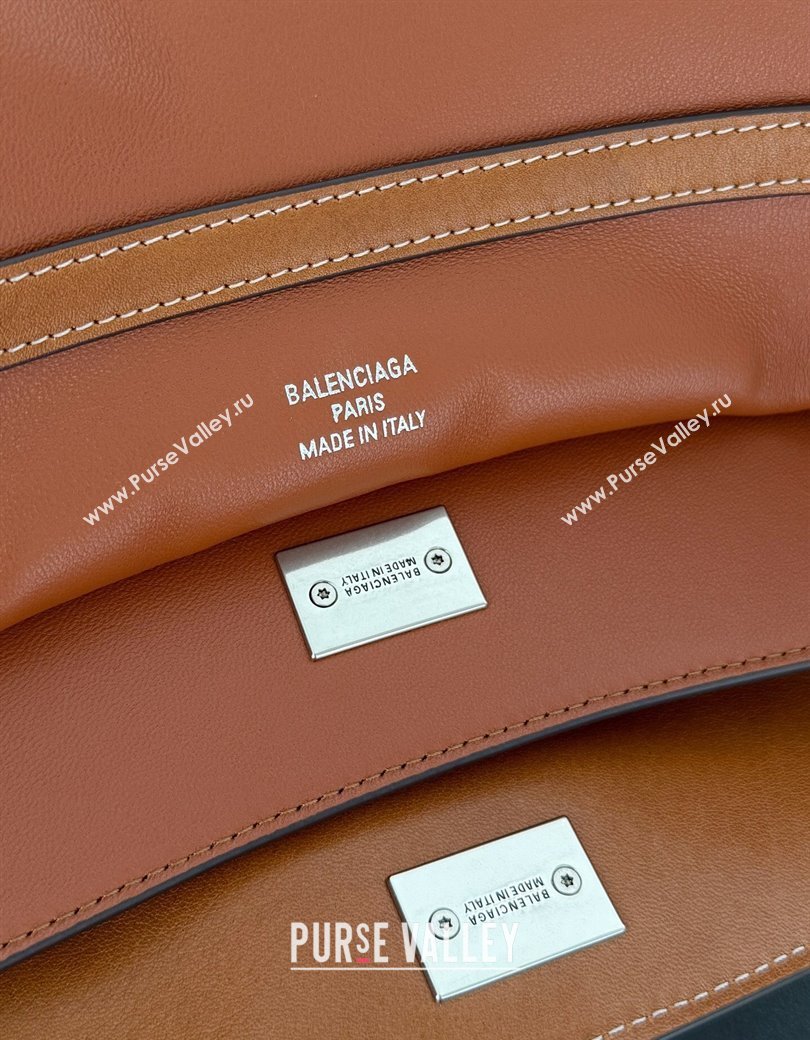 Balenciaga Rodeo Large Handbag in brown yellow smooth calfskin, aged-silver hardware 2025 78972 (JM-250926104)