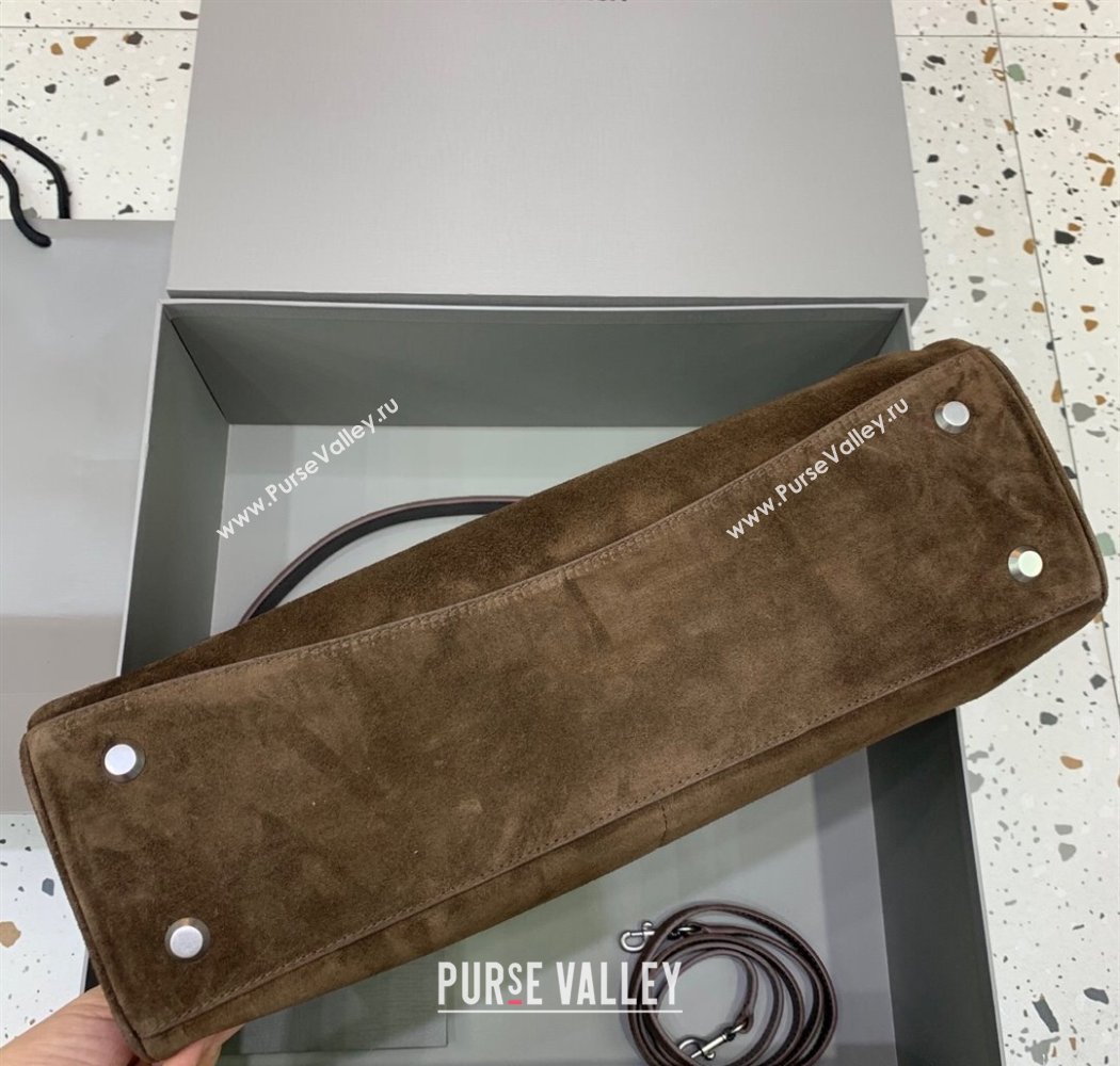 Balenciaga Rodeo Large Handbag in suede, aged-silver hardware Dark Coffee Brown 2025 78972 (JM-250926084)