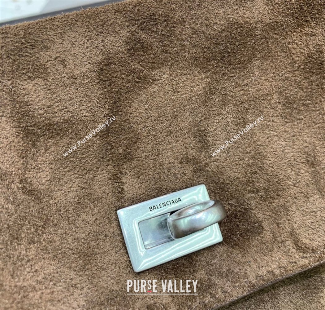 Balenciaga Rodeo Large Handbag in suede, aged-silver hardware Dark Coffee Brown 2025 78972 (JM-250926084)