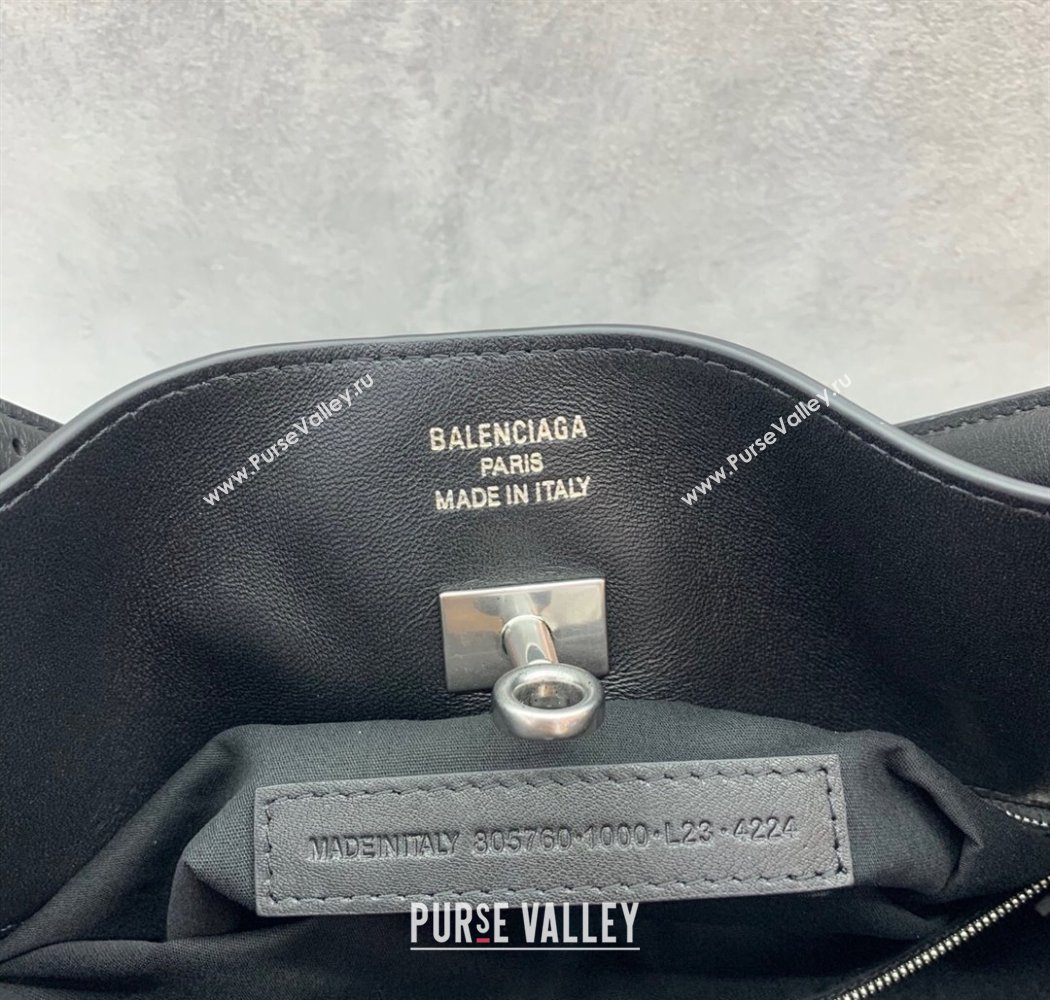 Balenciaga Bel Air Medium Shoulder Bag in black smooth calfskin, aged-silver hardware 2025 (JM-250926082)