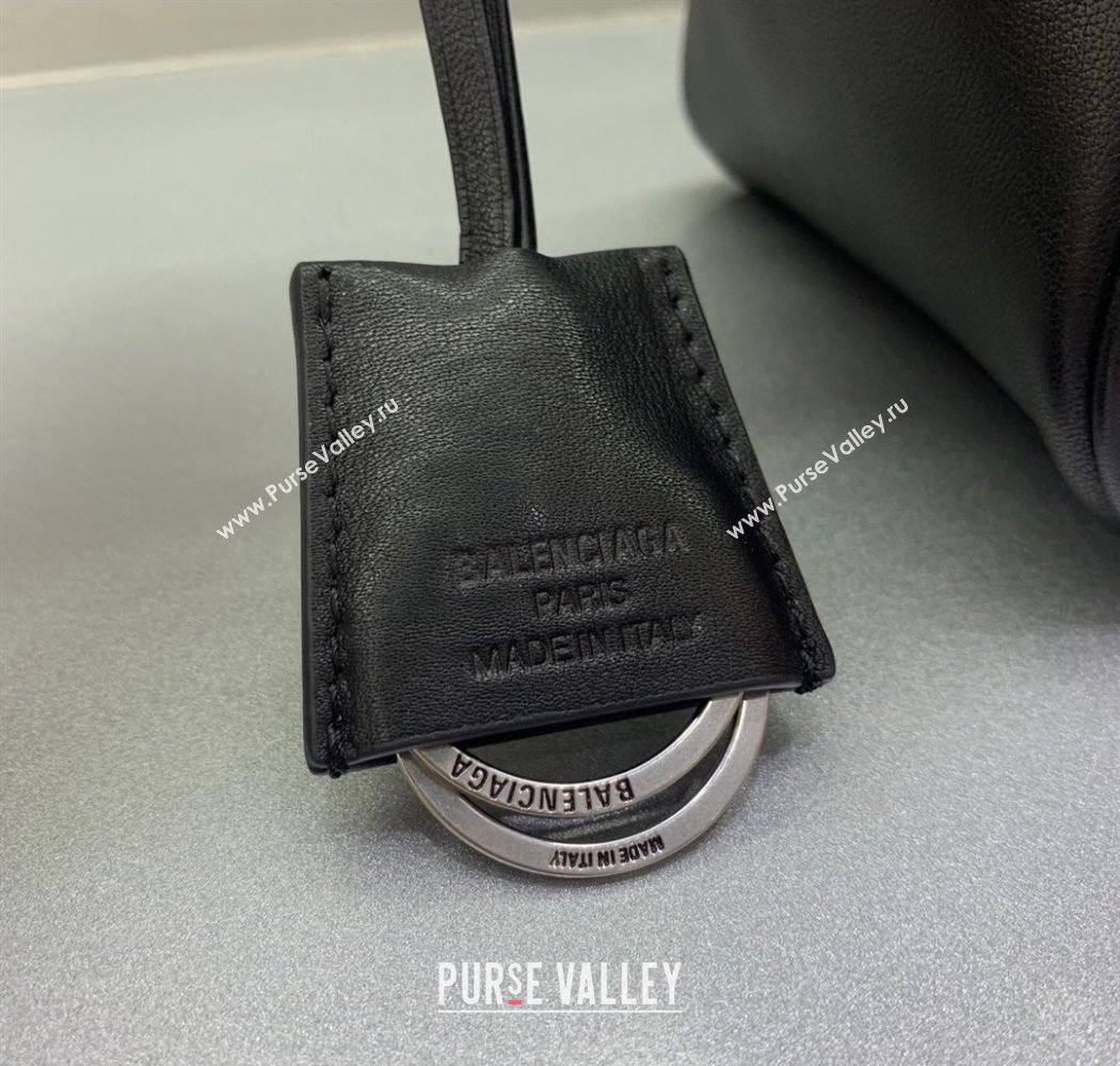 Balenciaga Bel Air Medium Shoulder Bag in black smooth calfskin, aged-silver hardware 2025 (JM-250926082)