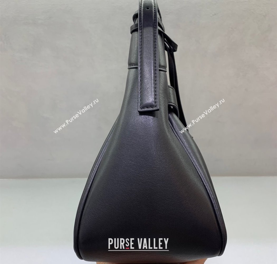 Balenciaga Bel Air Medium Shoulder Bag in black smooth calfskin, aged-gold hardware 2025 (JM-250926083)