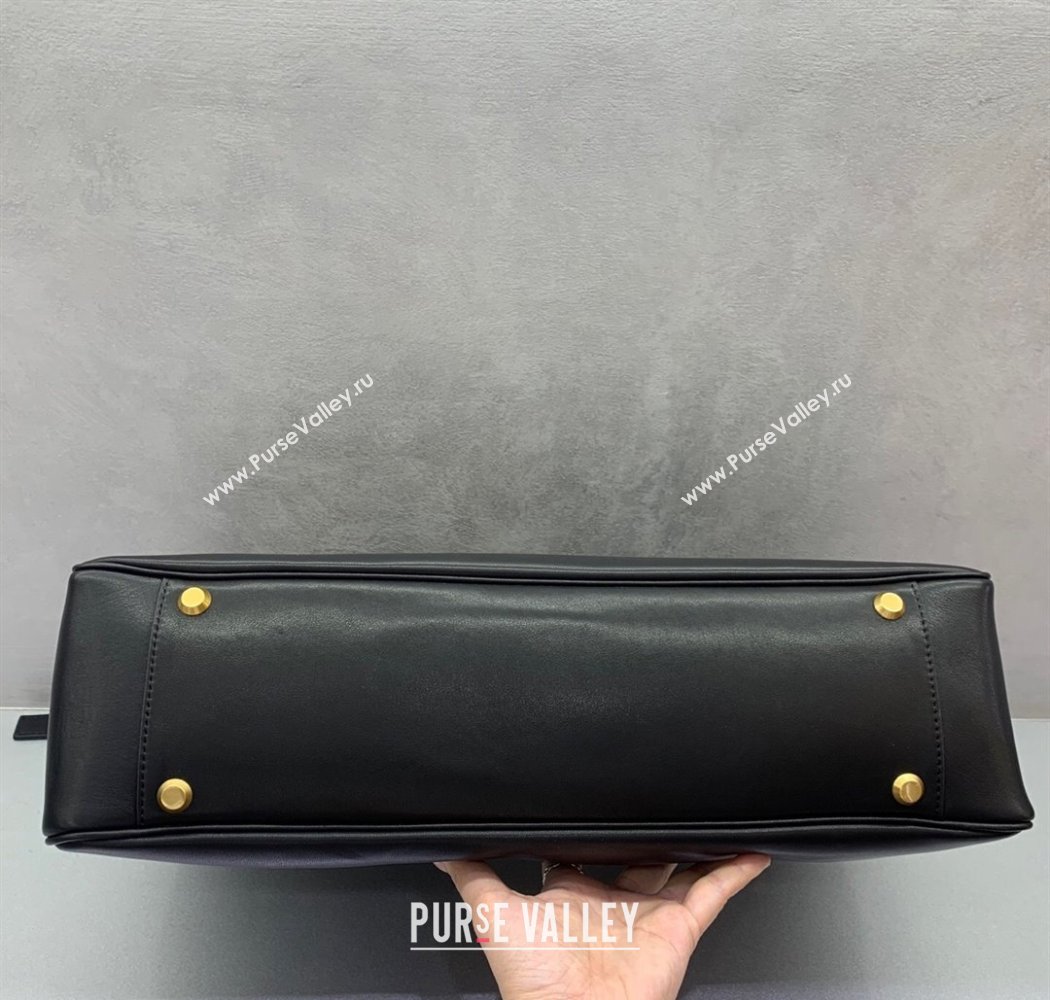 Balenciaga Bel Air Medium Shoulder Bag in black smooth calfskin, aged-gold hardware 2025 (JM-250926083)