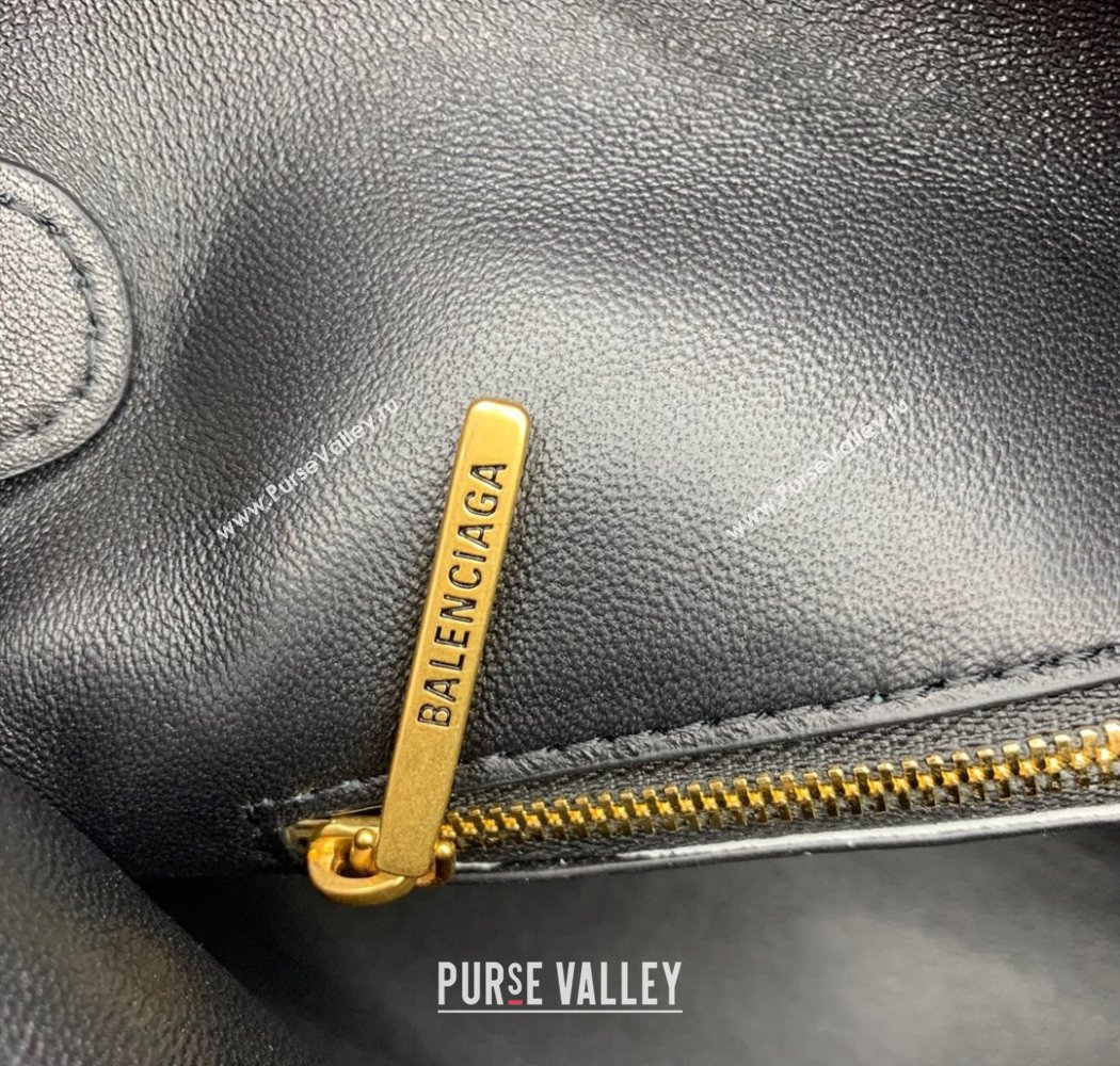 Balenciaga Bel Air Medium Shoulder Bag in black smooth calfskin, aged-gold hardware 2025 (JM-250926083)