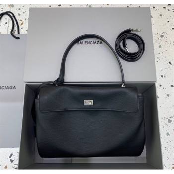 Balenciaga Rodeo Medium Handbag in black grained calfskin leather, aged-silver hardware 2025 78972 (JM-250926106)