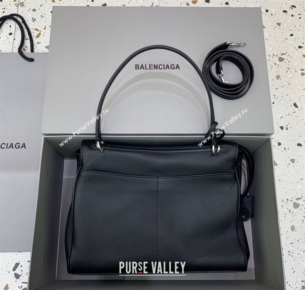 Balenciaga Rodeo Medium Handbag in black grained calfskin leather, aged-silver hardware 2025 78972 (JM-250926106)