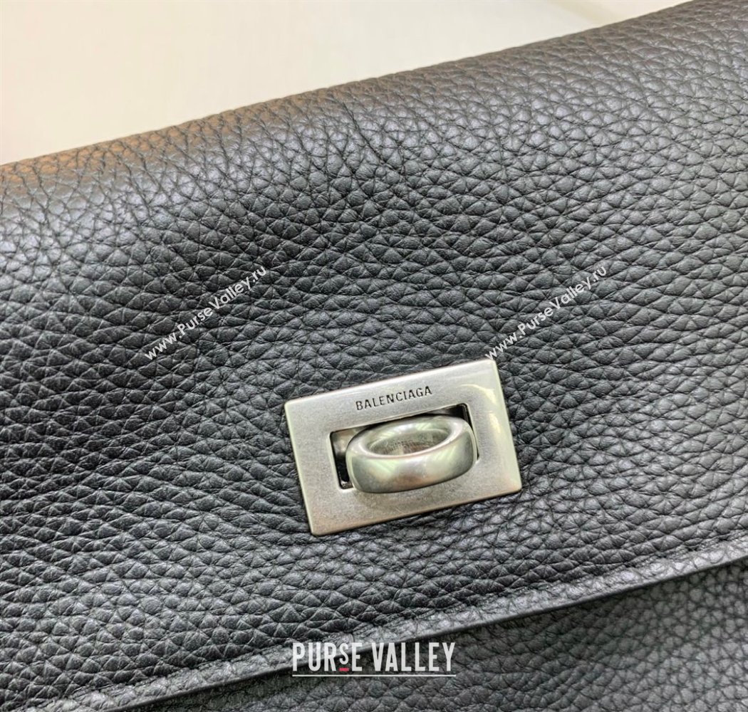 Balenciaga Rodeo Medium Handbag in black grained calfskin leather, aged-silver hardware 2025 78972 (JM-250926106)