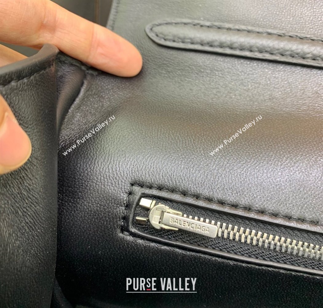 Balenciaga Rodeo Medium Handbag in black grained calfskin leather, aged-silver hardware 2025 78972 (JM-250926106)