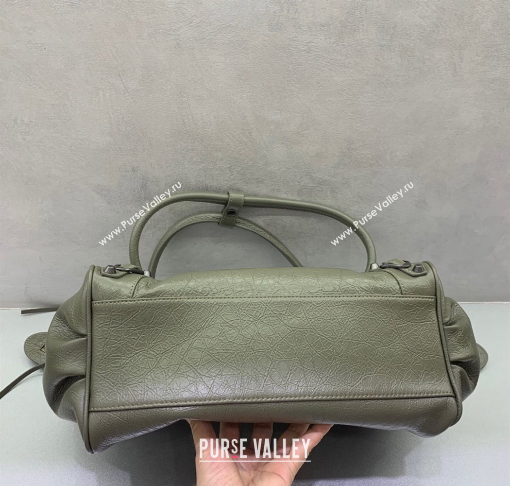 Balenciaga Le City Bag East West in Lambskin Leather Army Green 2025 0926 (JM-250926063)