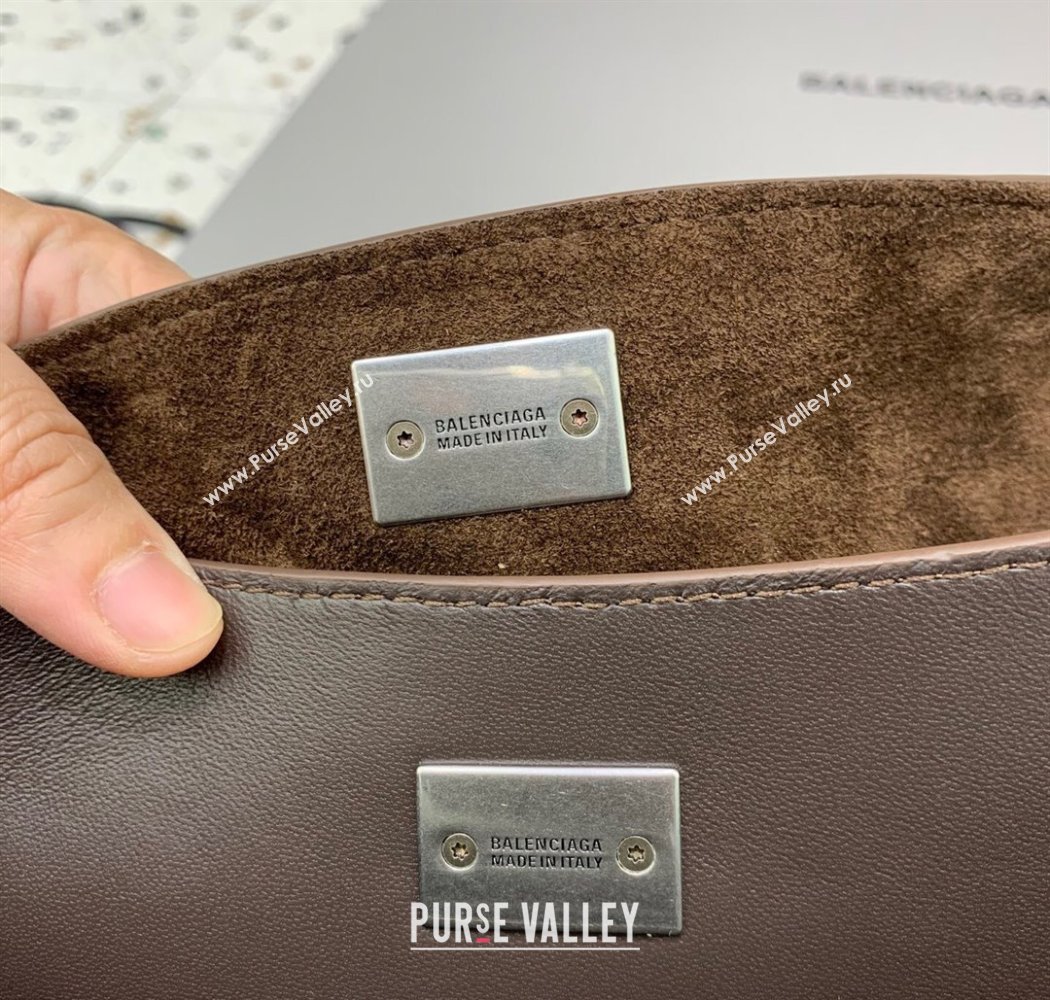 Balenciaga Rodeo Medium Handbag in suede, aged-silver hardware Dark Coffee Brown 2025 78972 (JM-250926085)